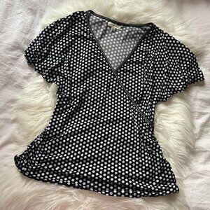 Vintage Polka Dot Wrap Blouse